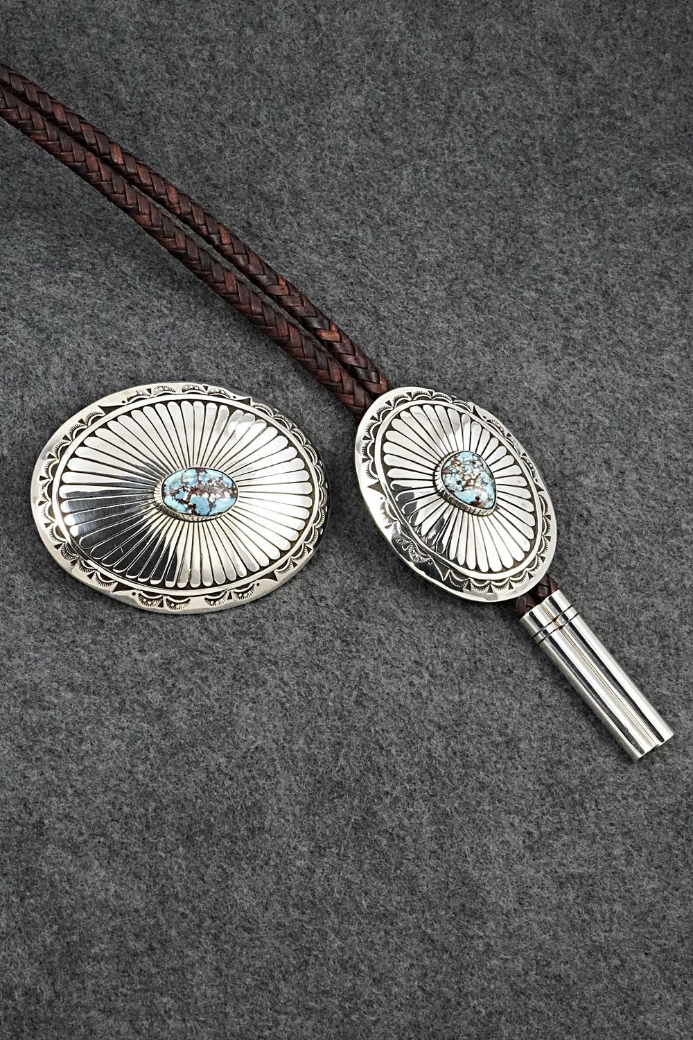 Turquoise & Sterling Silver Bolo Tie and Buckle - Charlie John