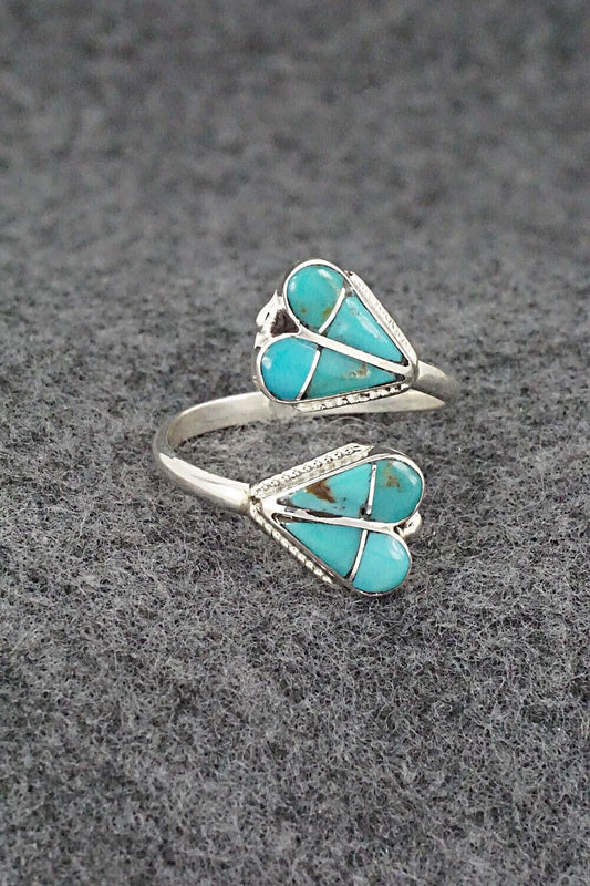Turquoise & Sterling Silver Ring - Velda Nastacio - Size 9.5 Adj.