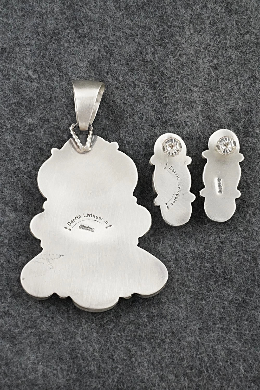 Turquoise & Sterling Silver Pendant and Earrings Set - Darrin Livingston