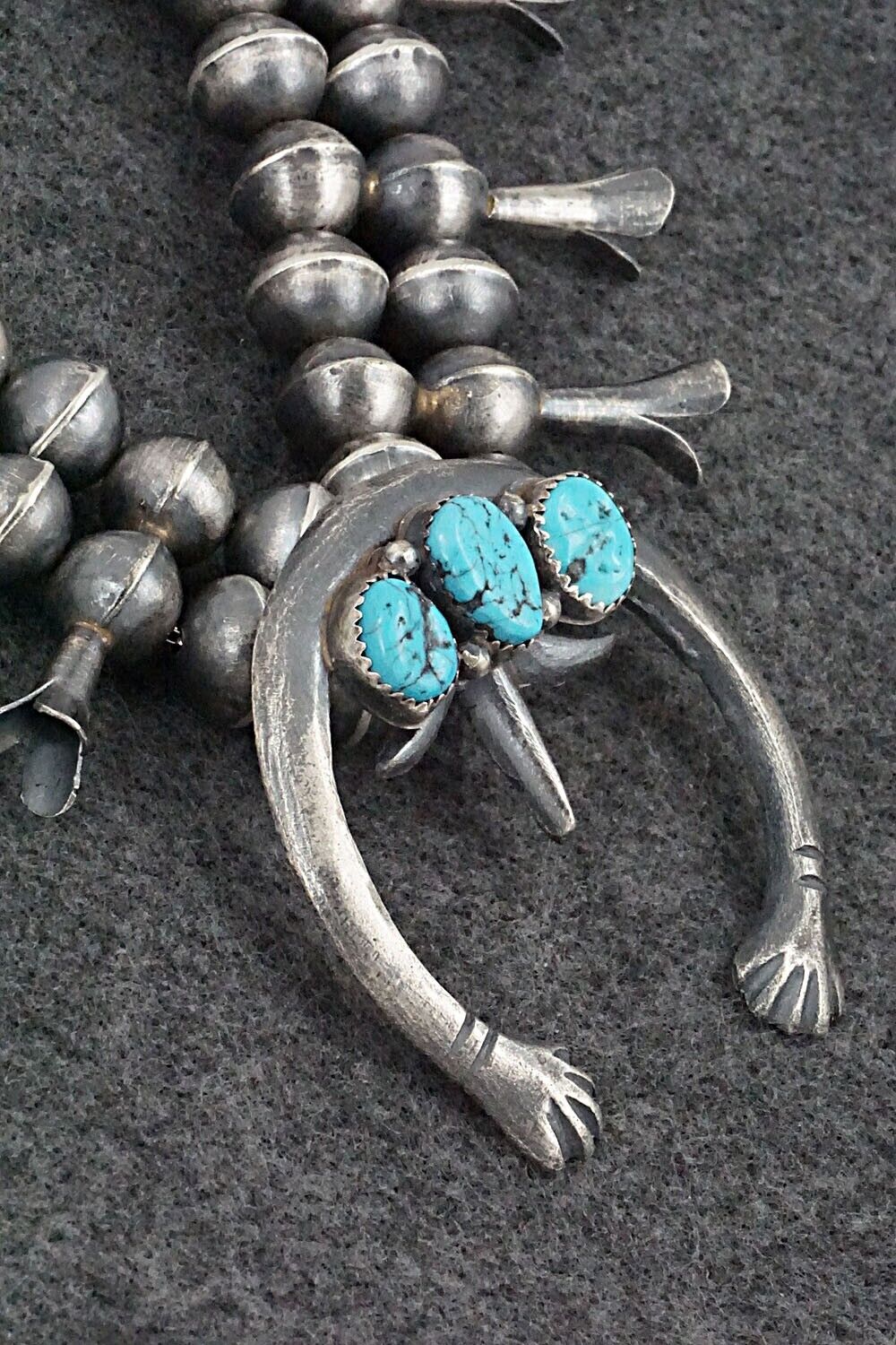 Turquoise & Sterling Silver Squash Blossom Set - Gilbert Martin