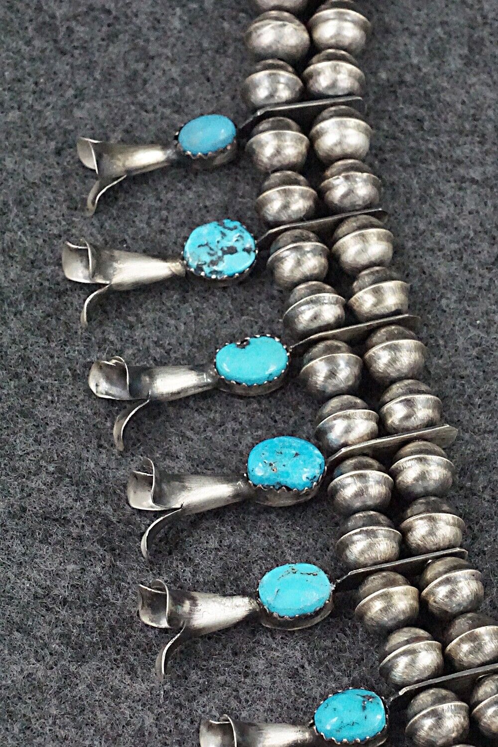Turquoise & Sterling Silver Squash Blossom Set - Marie Kirlie