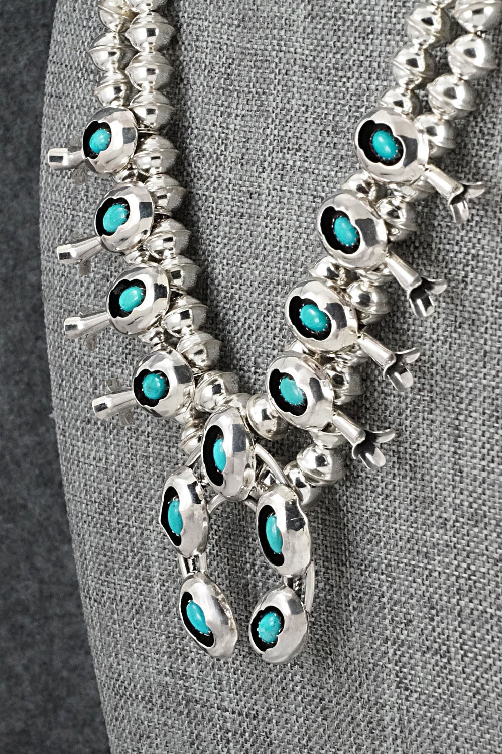 Turquoise & Sterling Silver Squash Blossom Set - Phil Garcia