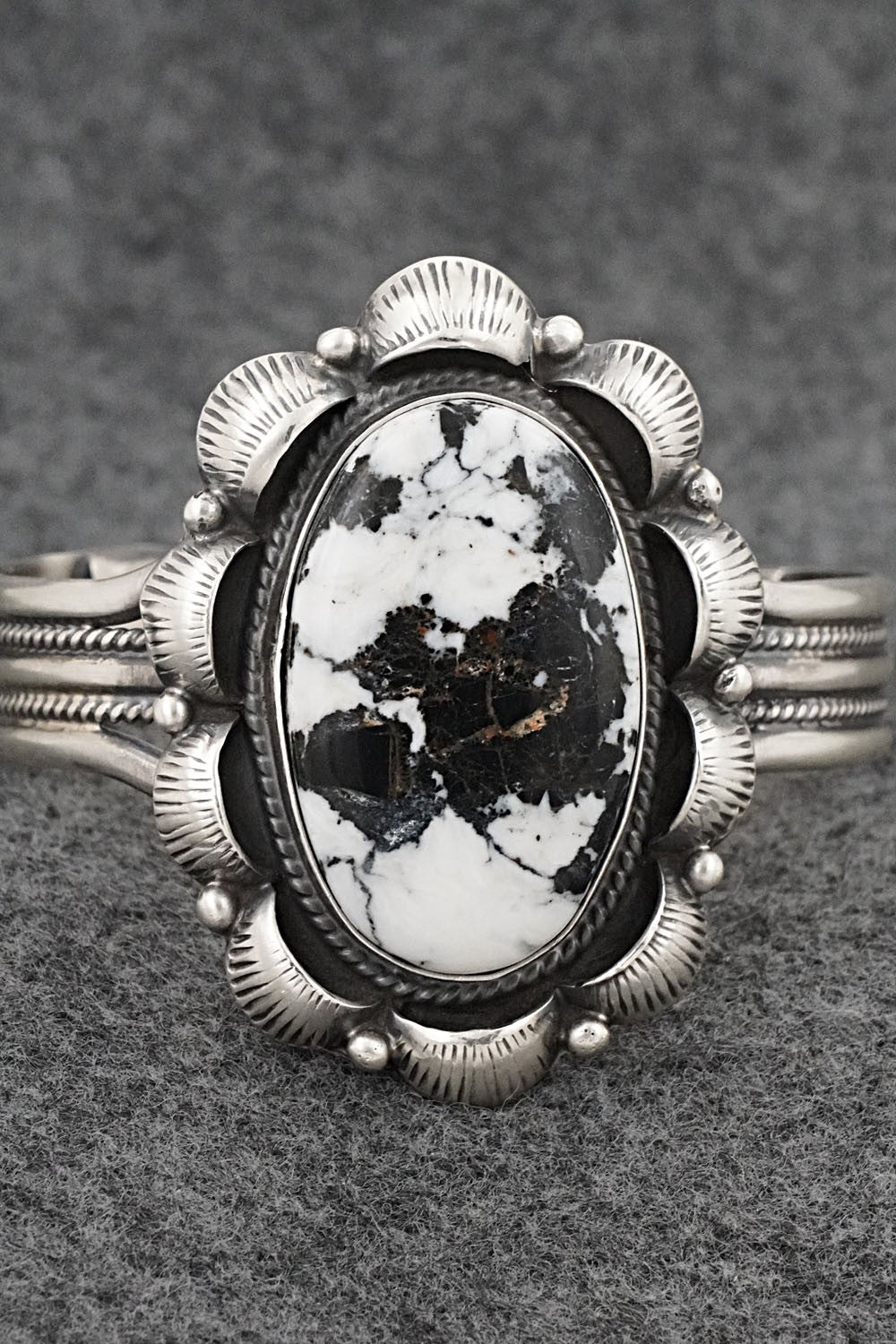 White Buffalo & Sterling Silver Bracelet - Vernon Johnson