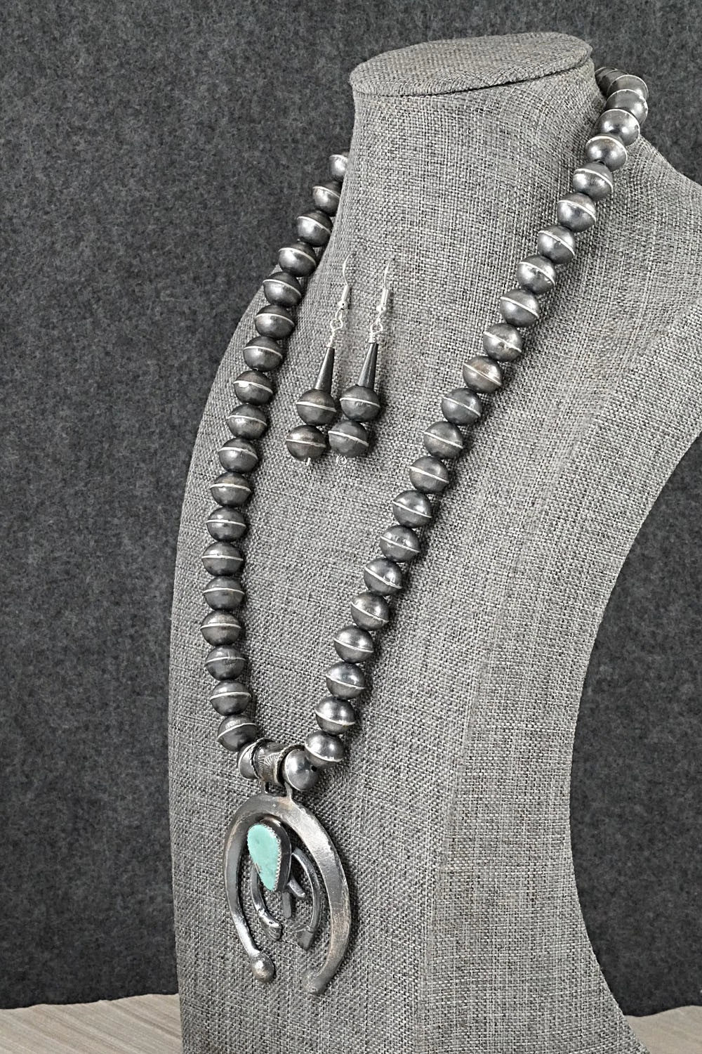 Turquoise & Sterling Silver Squash Blossom Set - Gilbert Martin