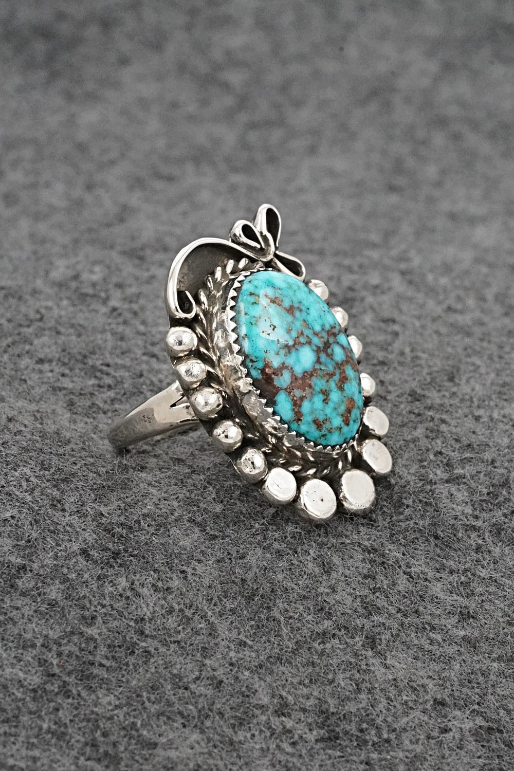 Turquoise & Sterling Silver Ring - Phil Nez - Size 7 Adj.