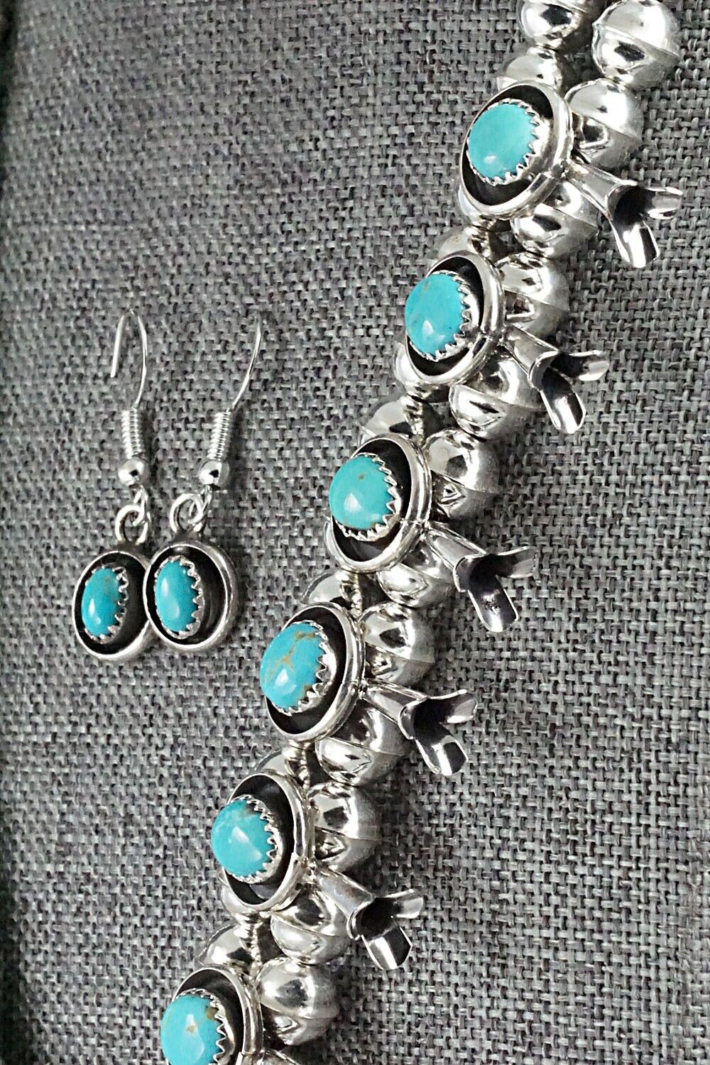 Turquoise & Sterling Silver Squash Blossom Set - Phil Garcia