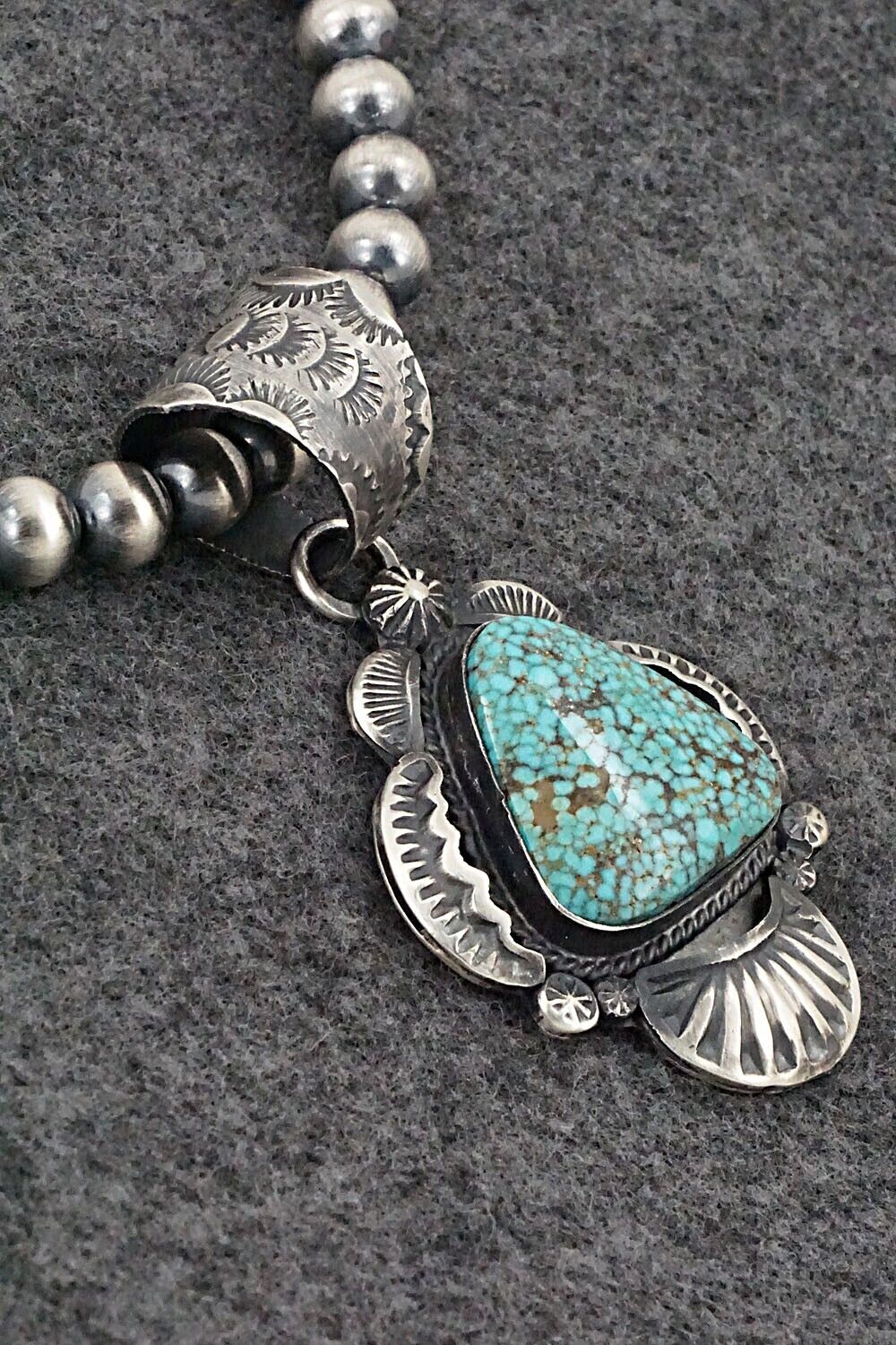 Turquoise & Sterling Silver Necklace - Gilbert Tom