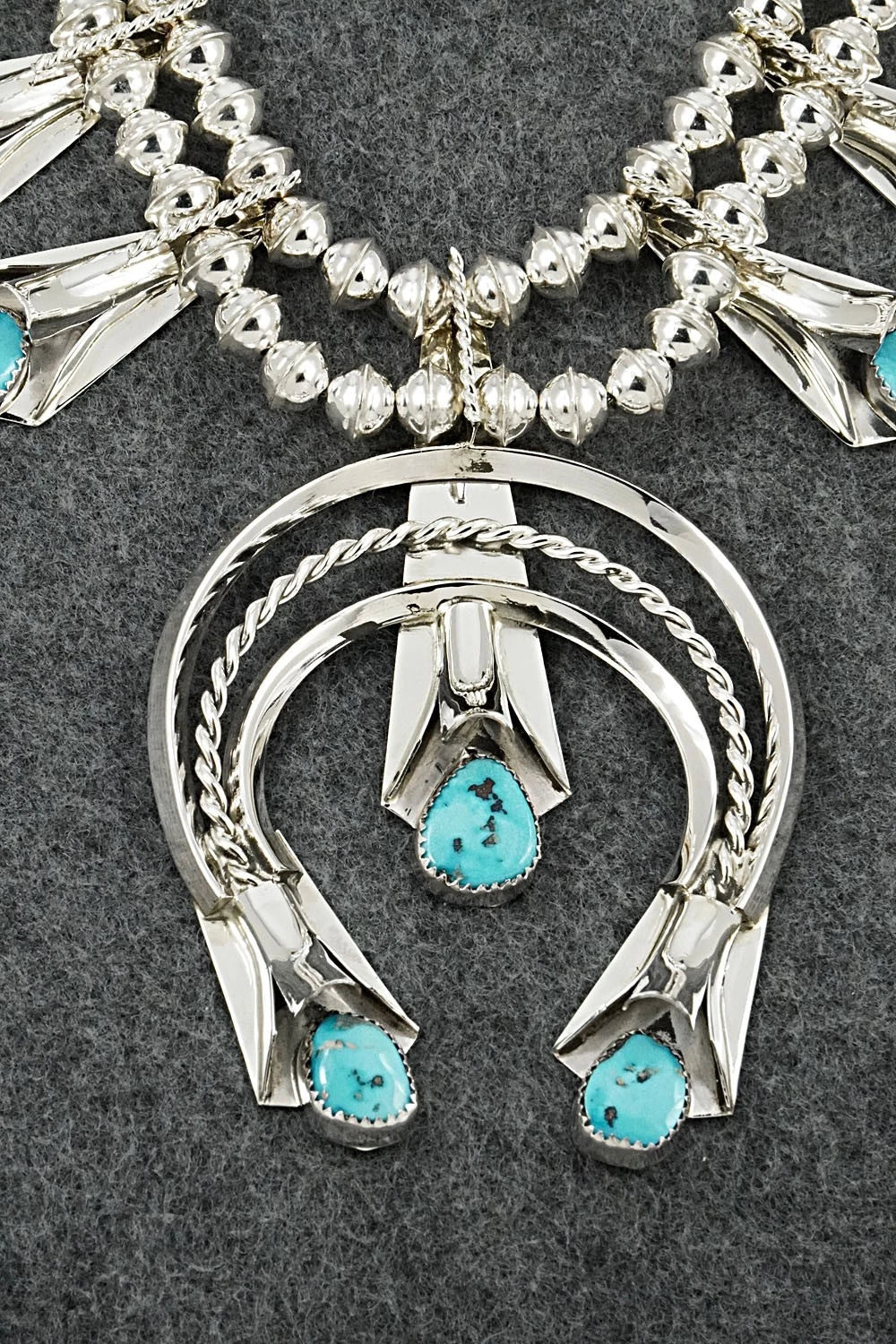 Turquoise & Sterling Silver Squash Blossom Set - Louise Yazzie