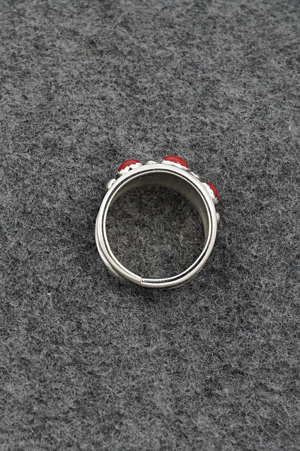 Coral & Sterling Silver Ring - Paul Largo - Size 9.5
