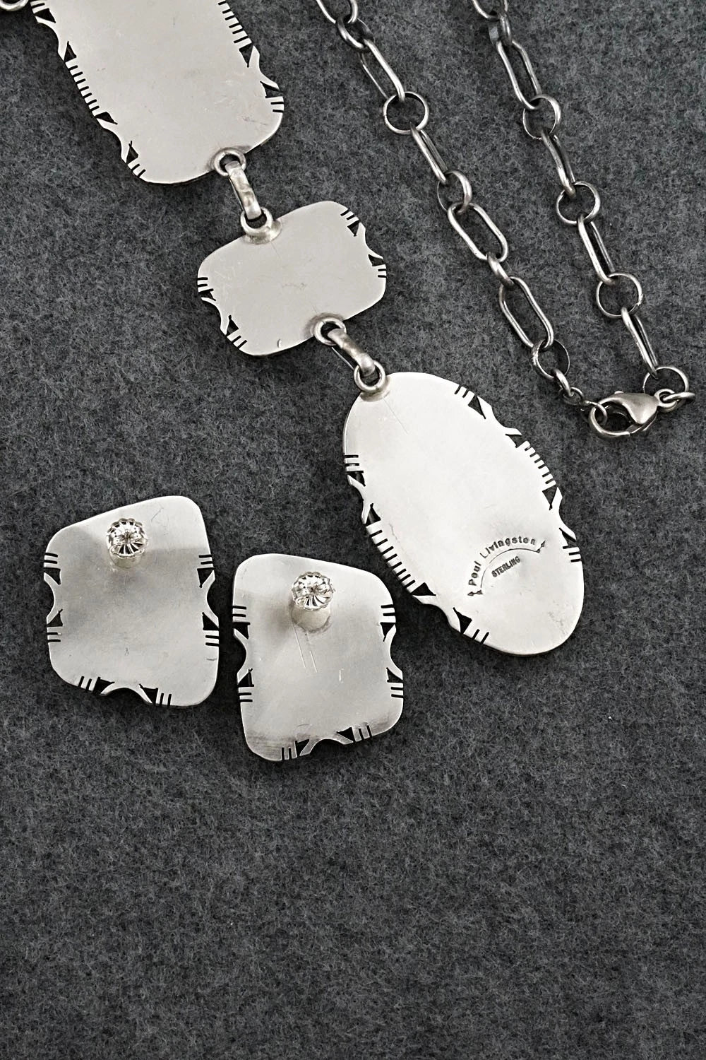 Turquoise & Sterling Silver Necklace and Earrings Set - Paul Livingston