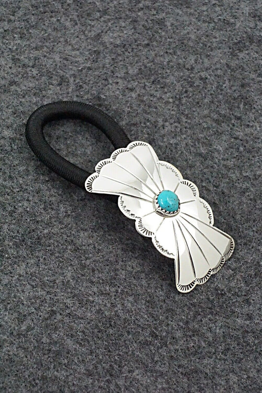 Turquoise & Sterling Silver Hair Tie - Phil Lynn