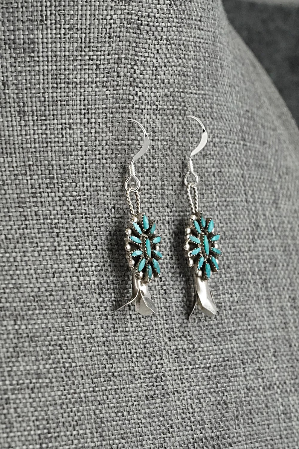 Turquoise & Sterling Silver Mini Squash Blossom Set - Lorena Peina