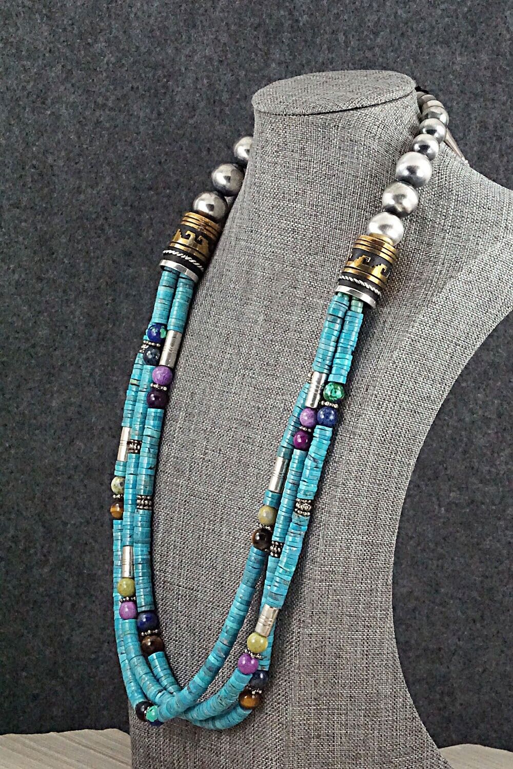 Multi-Stone and Sterling Silver Necklace - Tommy Singer