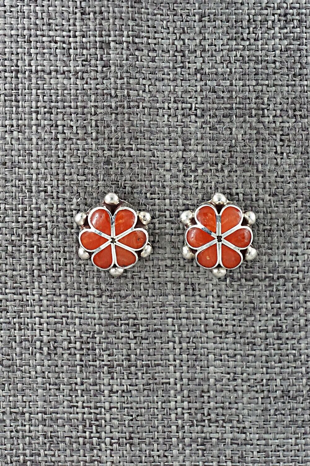 Coral & Sterling Silver Earrings - Bernadette Hattie