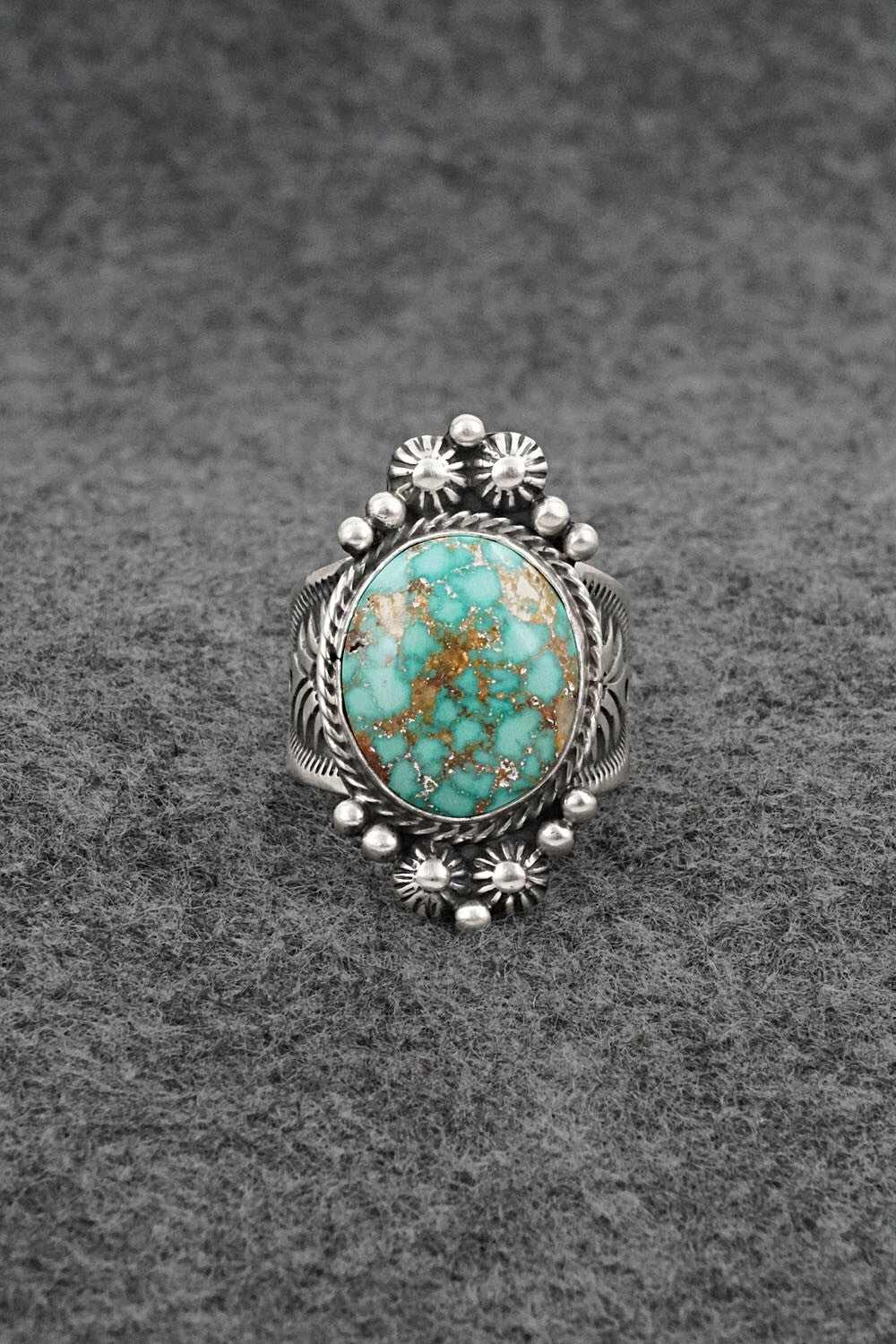 Turquoise & Sterling Silver Ring - Samuel Yellowhair - Size 7