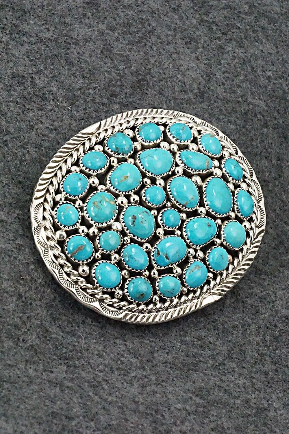 Turquoise & Sterling Silver Belt Buckle - Marlene Haley