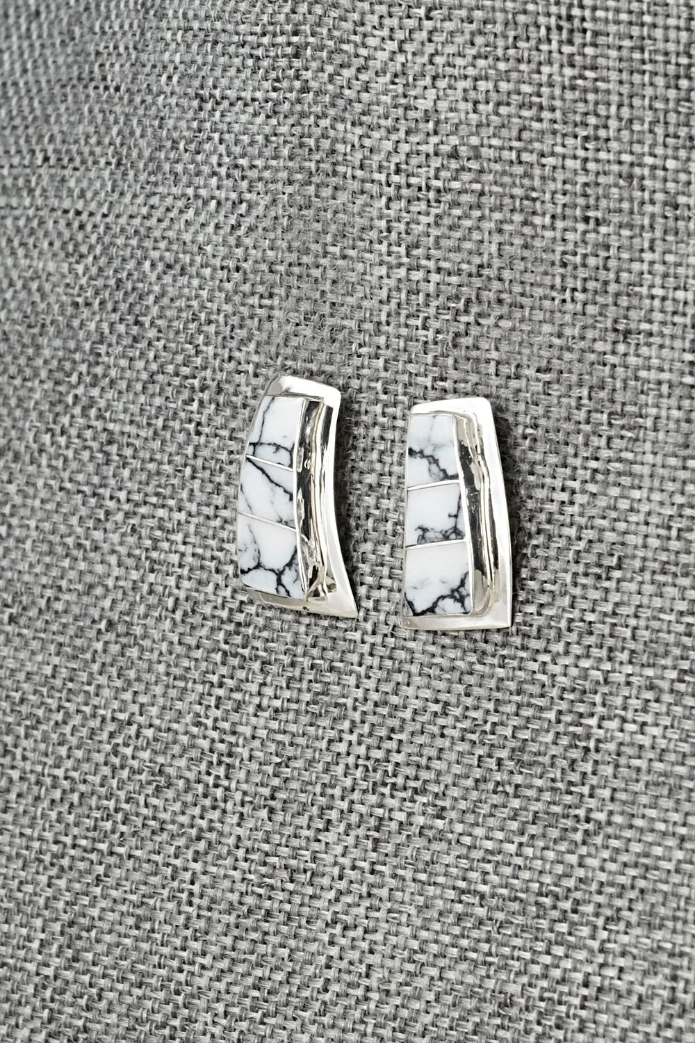 White Buffalo & Sterling Silver Earrings - Nathaniel Johnson