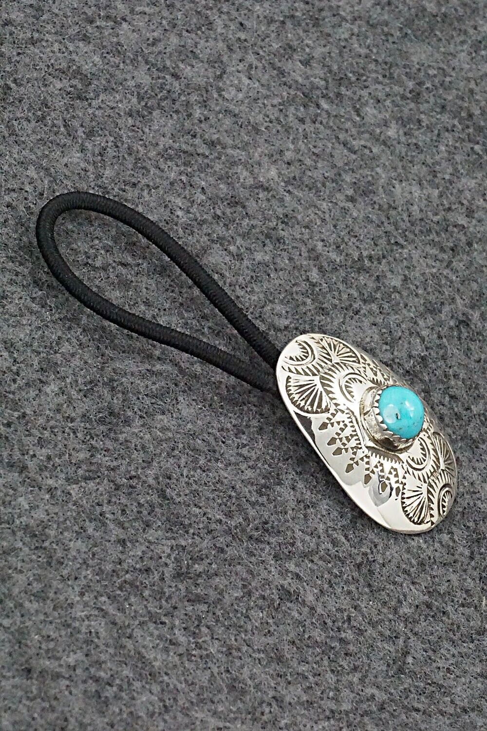 Turquoise & Sterling Silver Hair Tie - Shirley Skeets