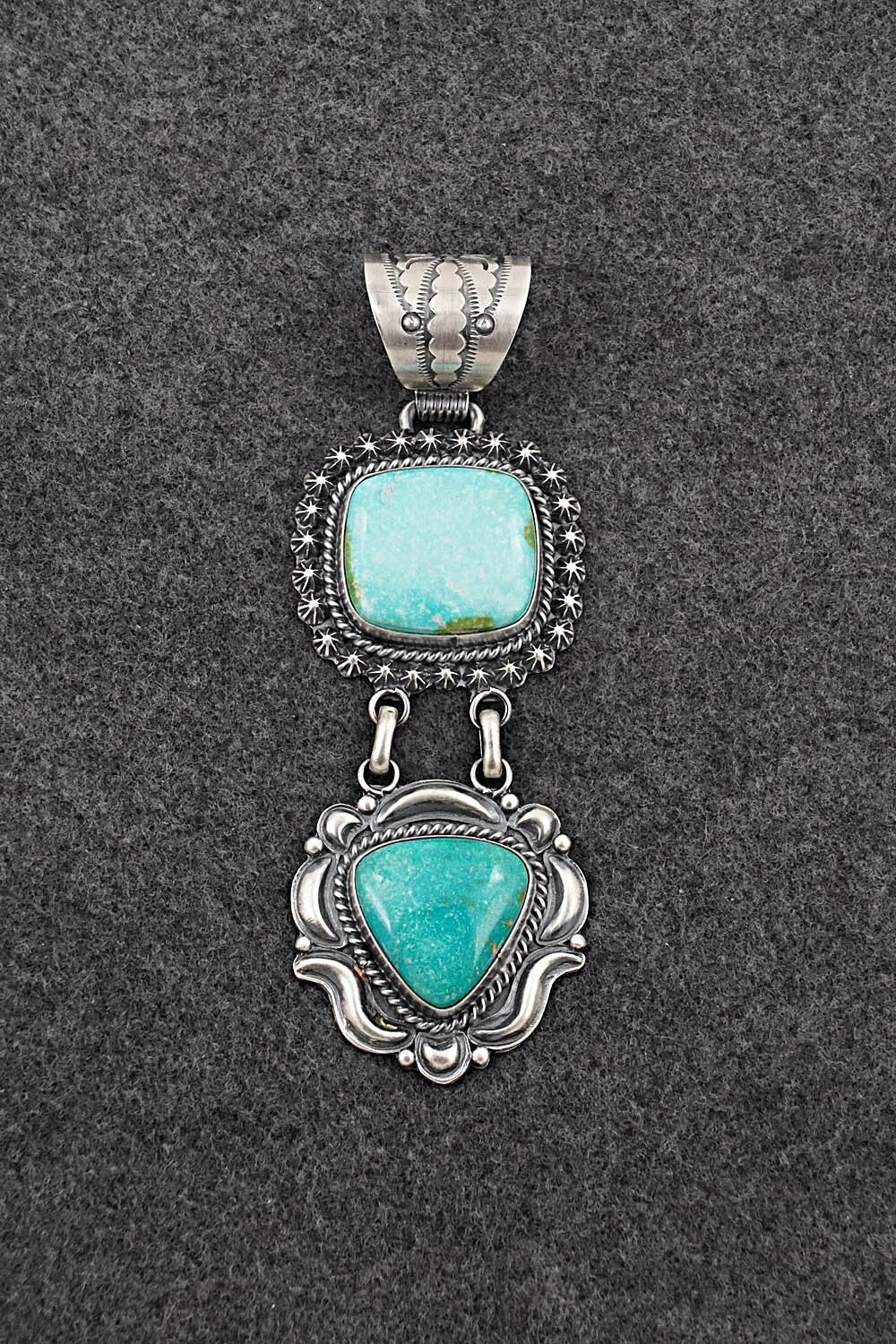 Turquoise & Sterling Silver Pendant - Raymond Delgarito