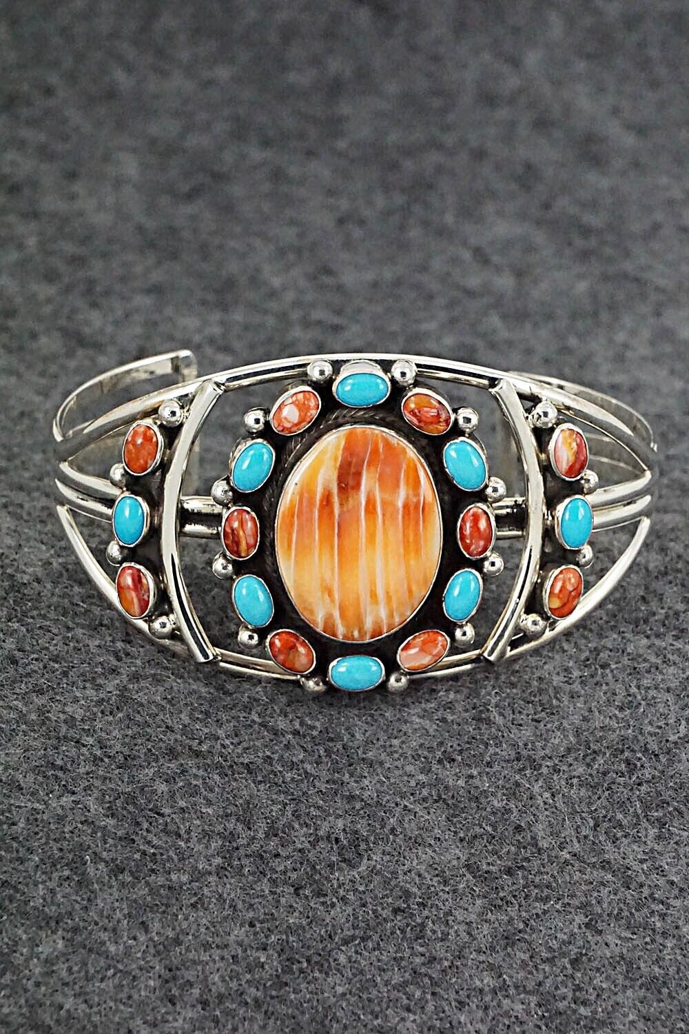 Turquoise, Spiny Oyster & Sterling Silver Bracelet - Roberta Begay