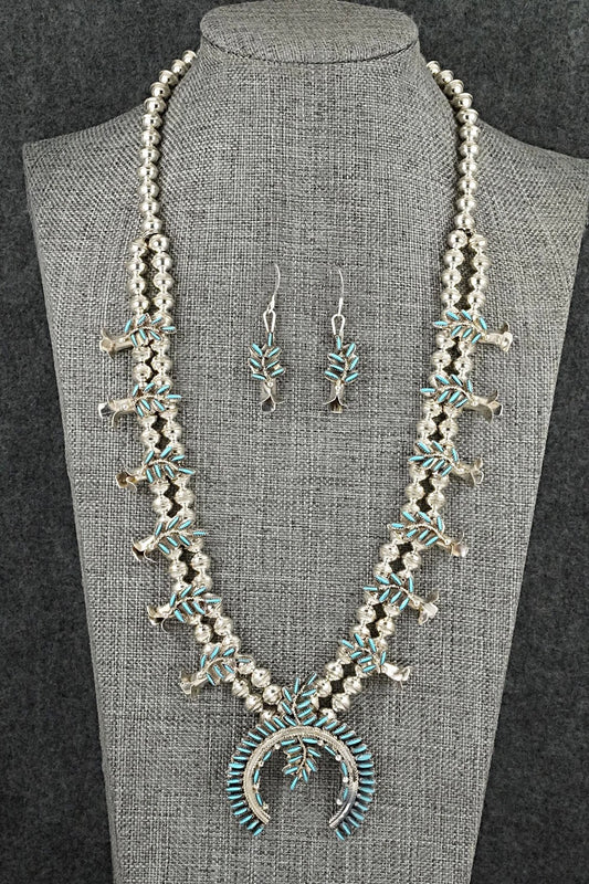 Turquoise & Sterling Silver Squash Blossom Set - Lorna Mahkee