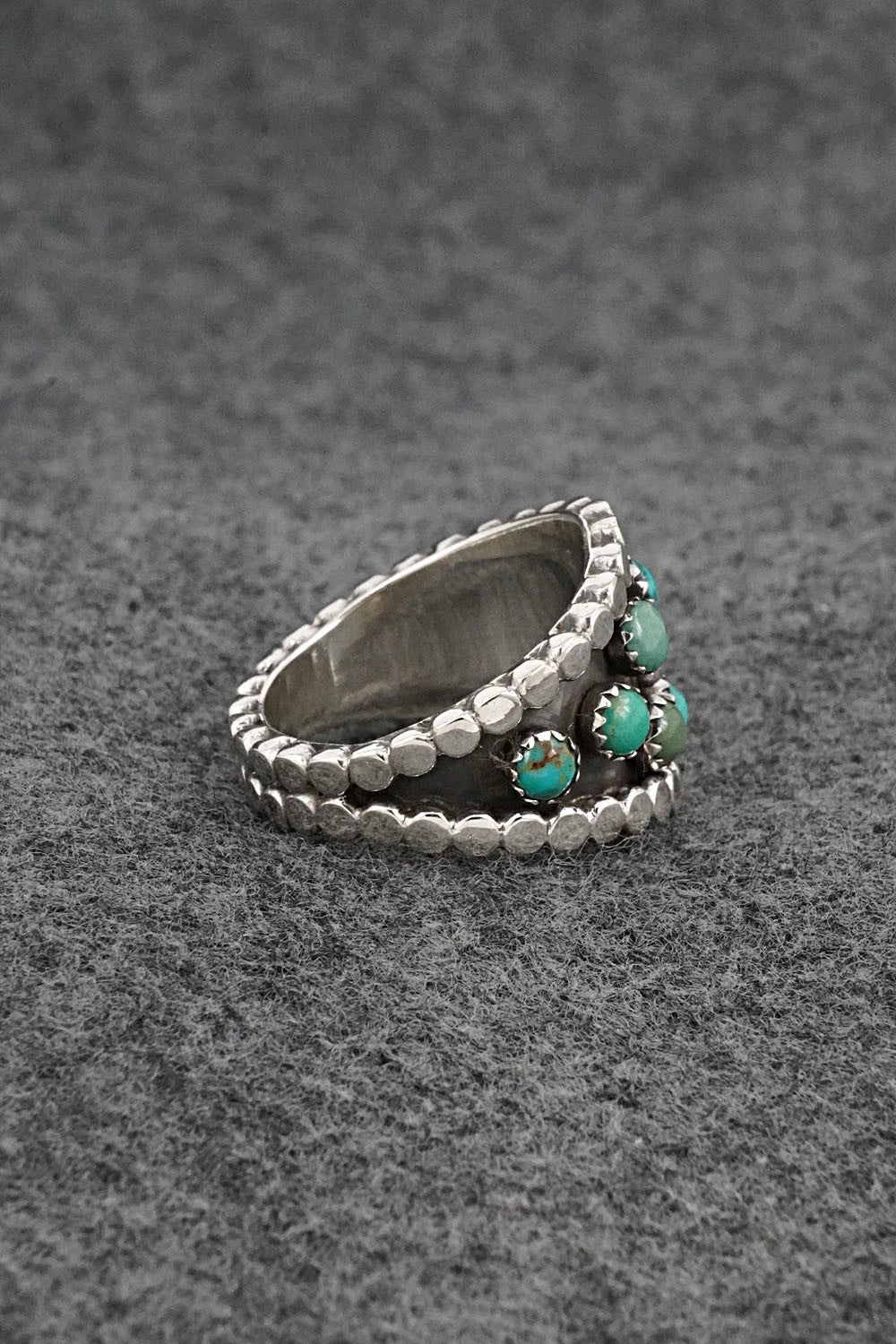 Turquoise & Sterling Silver Ring - Kenny Lonjose - Size 10