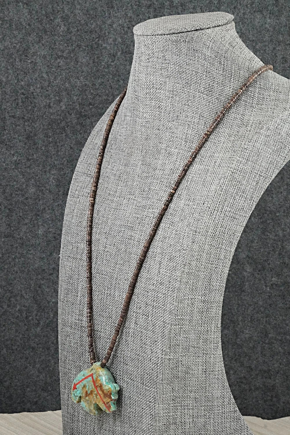 Turquoise Zuni Fetish Carving & Sterling Silver Necklace - Bernard Laiwakete