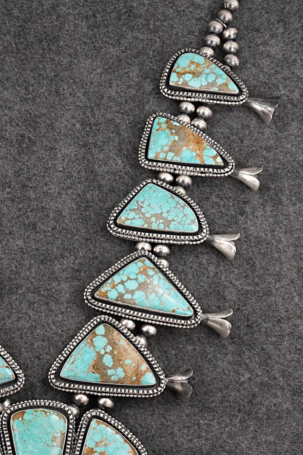 Turquoise & Sterling Silver Squash Blossom Set - Paul Livingston
