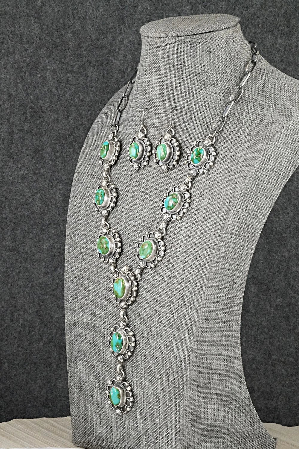 Turquoise & Sterling Silver Necklace and Earrings Set - Kathleen Livingston