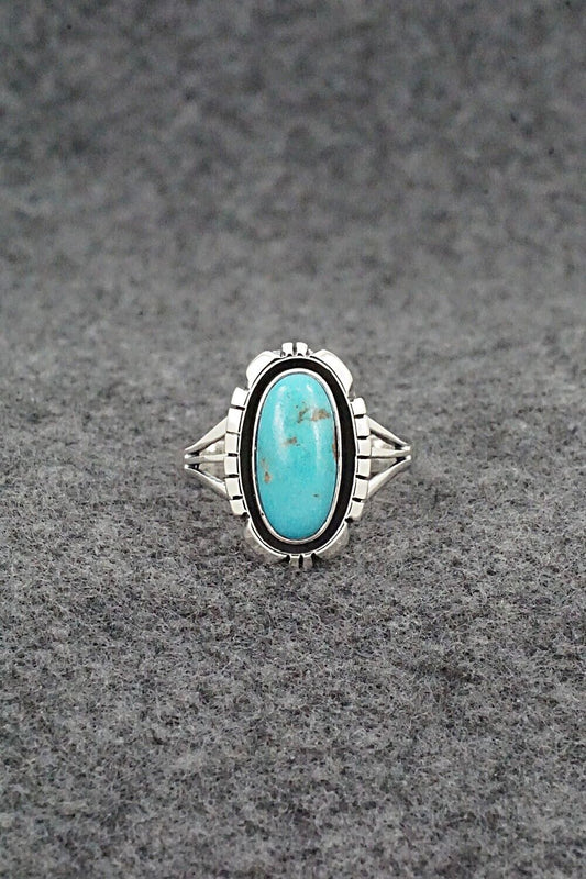 Turquoise & Sterling Silver Ring - Amos Begay - Size 7.5