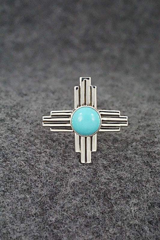 Turquoise and Sterling Silver Ring - Raymond Coriz - Size 7.25