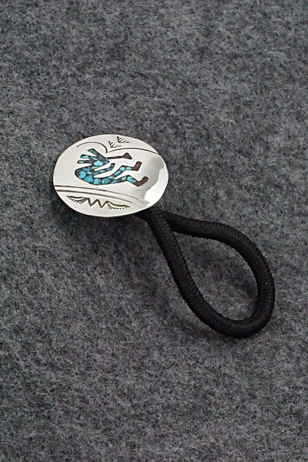 Turquoise, Coral & Sterling Silver Hair Tie - Joleen Yazzie
