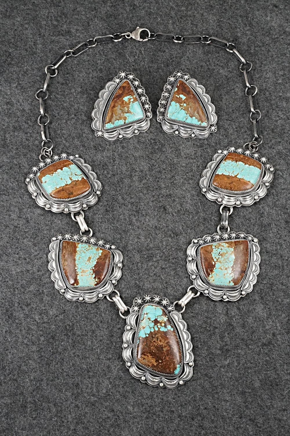Turquoise & Sterling Silver Necklace and Earrings Set - Randy Boyd