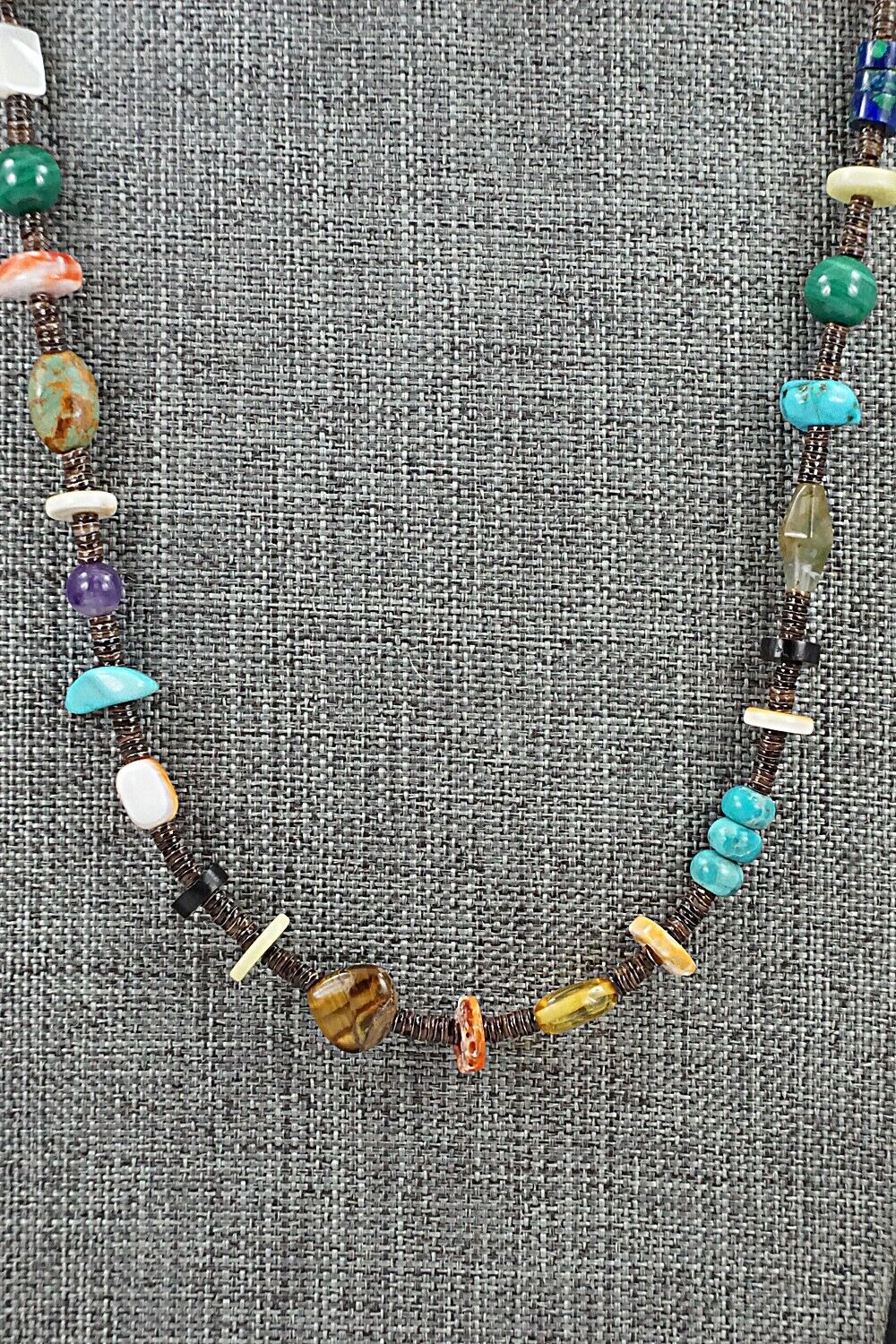 Multi-Stone & Sterling Silver Necklace 28" - Helen Tsosie