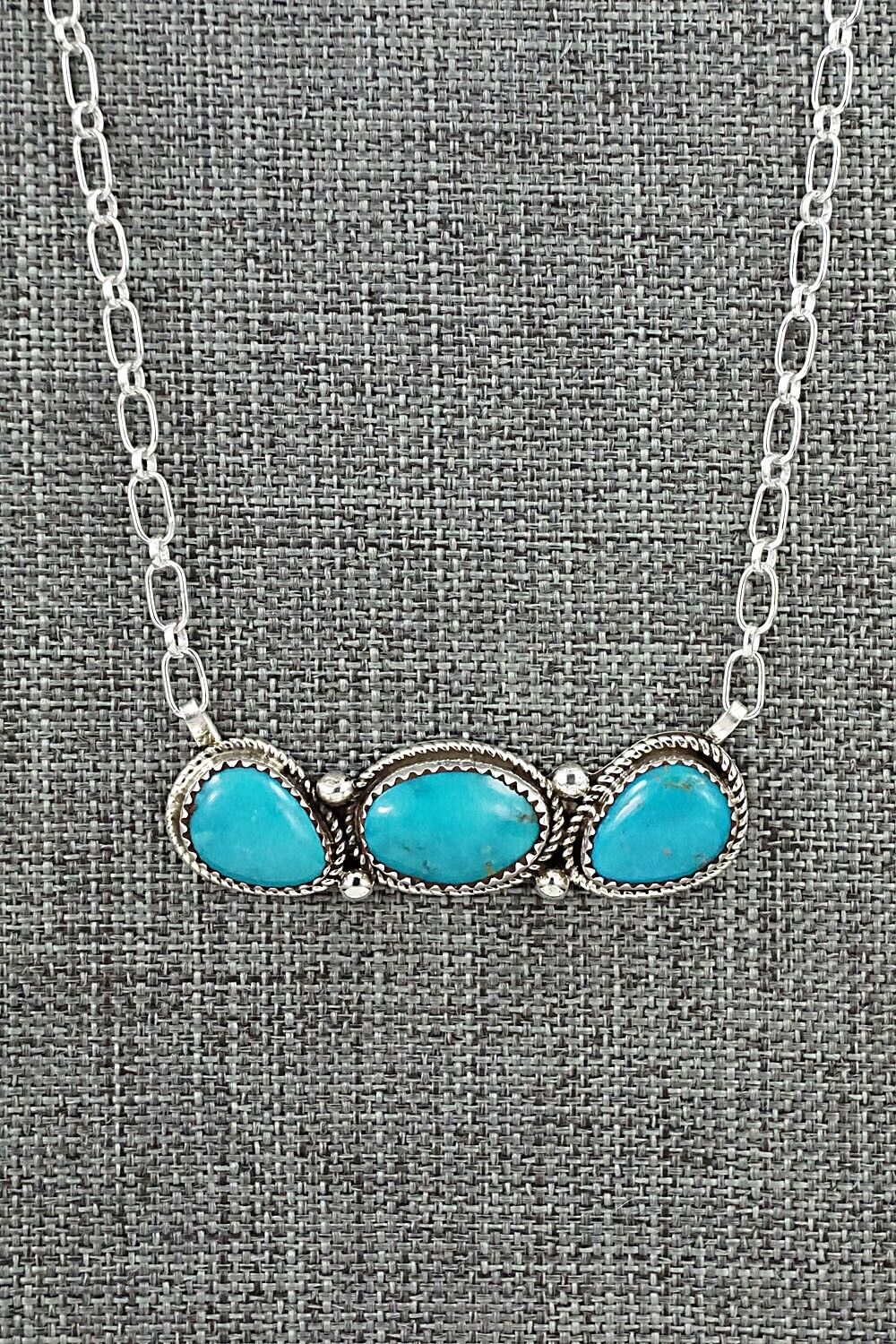 Turquoise & Sterling Silver Necklace - Ernest Hawthorne