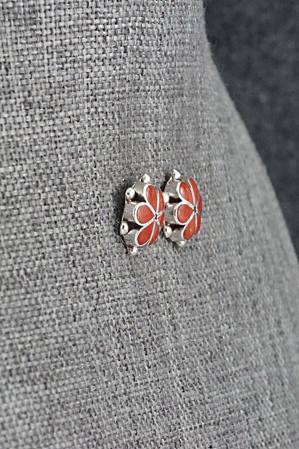 Coral & Sterling Silver Earrings - Bernadette Hattie