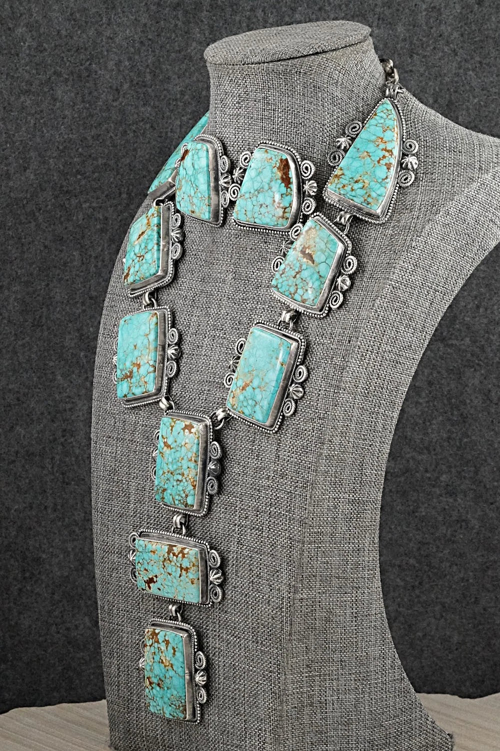 Turquoise & Sterling Silver Necklace and Earrings Set - Darrin Livingston