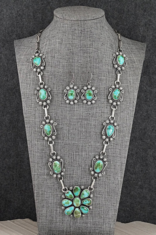 Turquoise & Sterling Silver Necklace and Earrings Set - Mark Yazzie