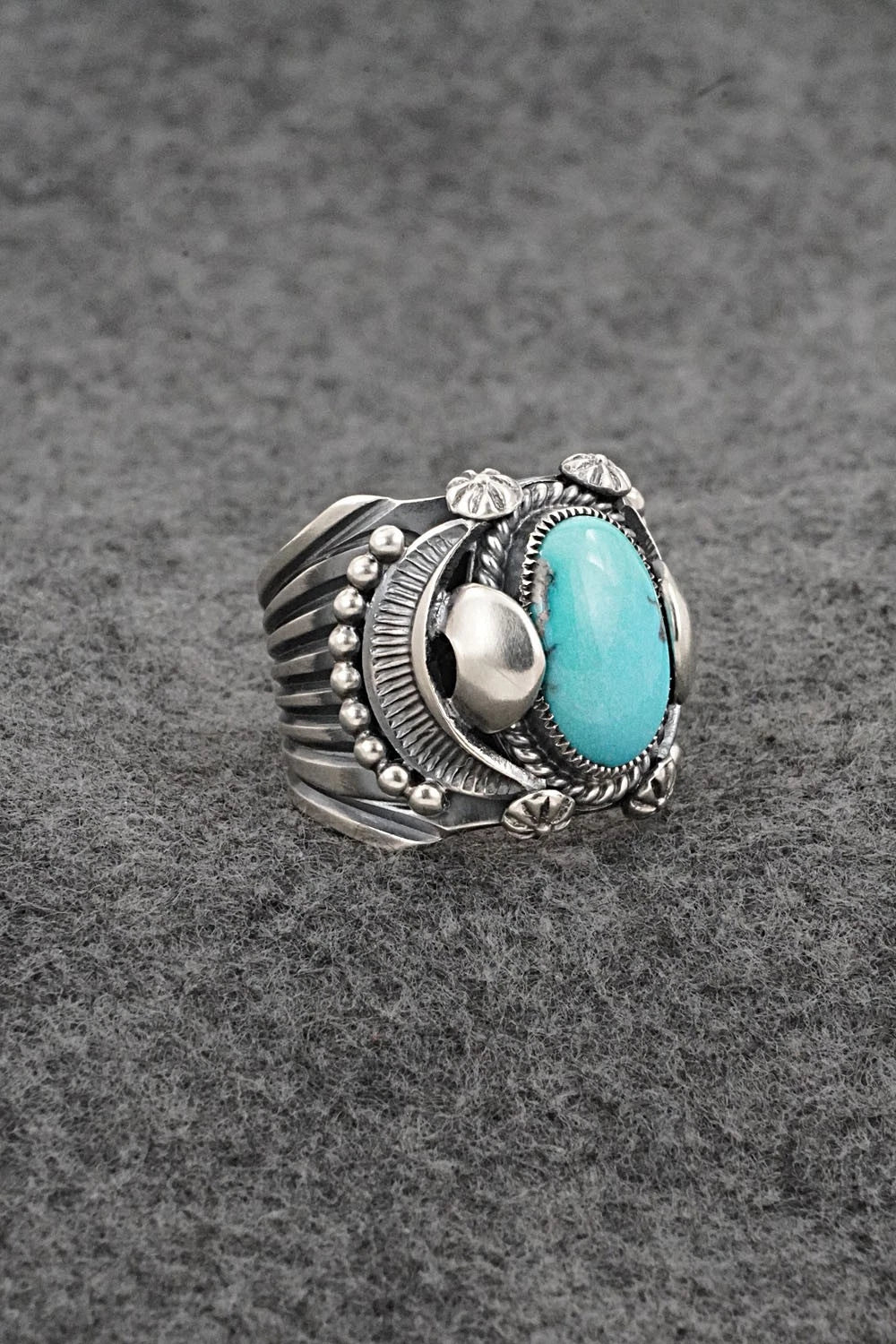 Turquoise & Sterling Silver Ring - Delbert Gordon - Size 8.5