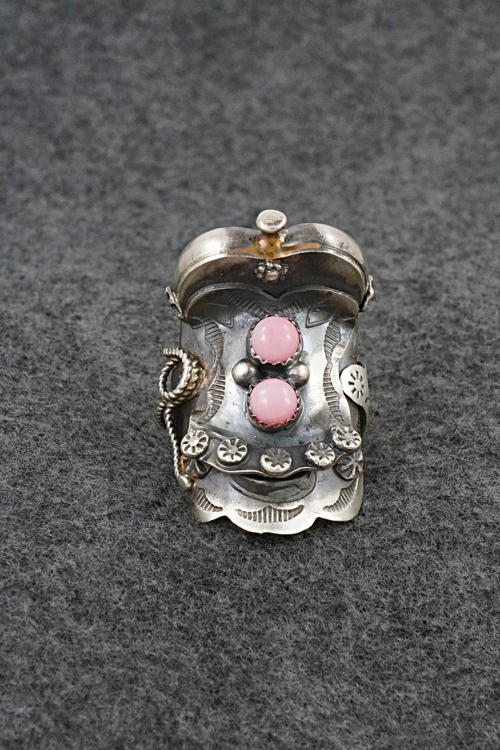 Pink Conch & Sterling Silver Ring - Tim Yazzie - Size 9