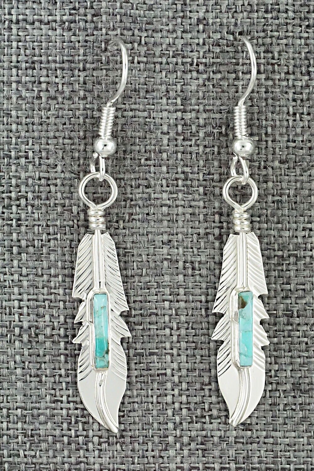 Turquoise & Sterling Silver Inlay Earrings - Allen Barney