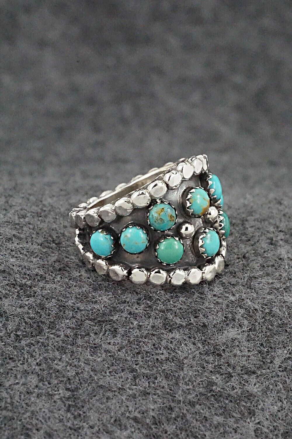 Turquoise & Sterling Silver Ring - Kenny Lonjose - Size 6.5