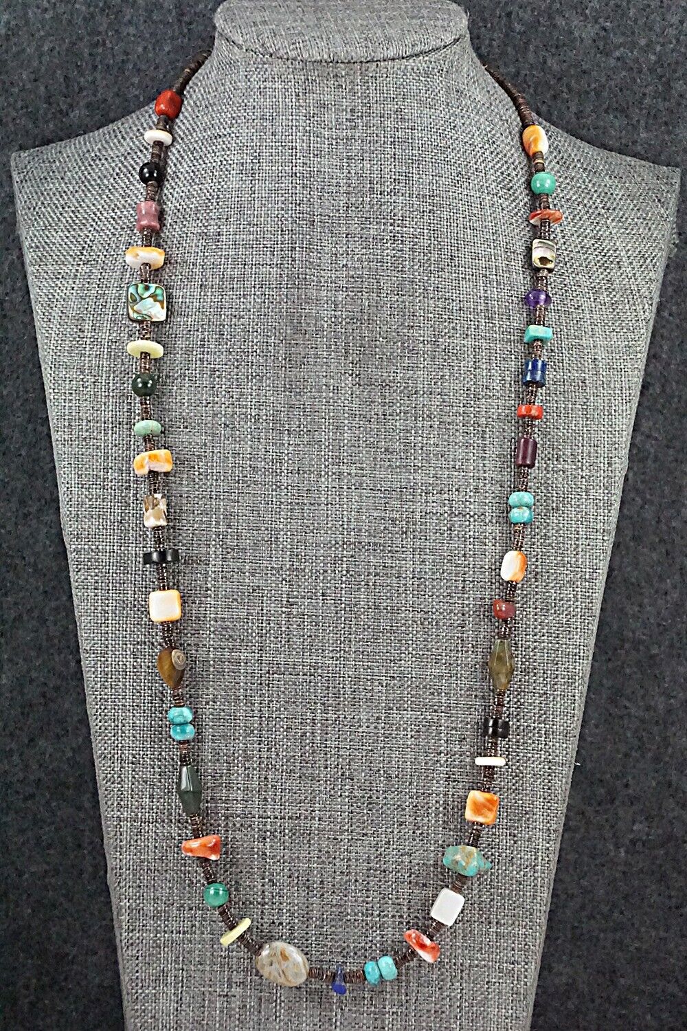 Multi-Stone & Sterling Silver Necklace 28" - Helen Tsosie