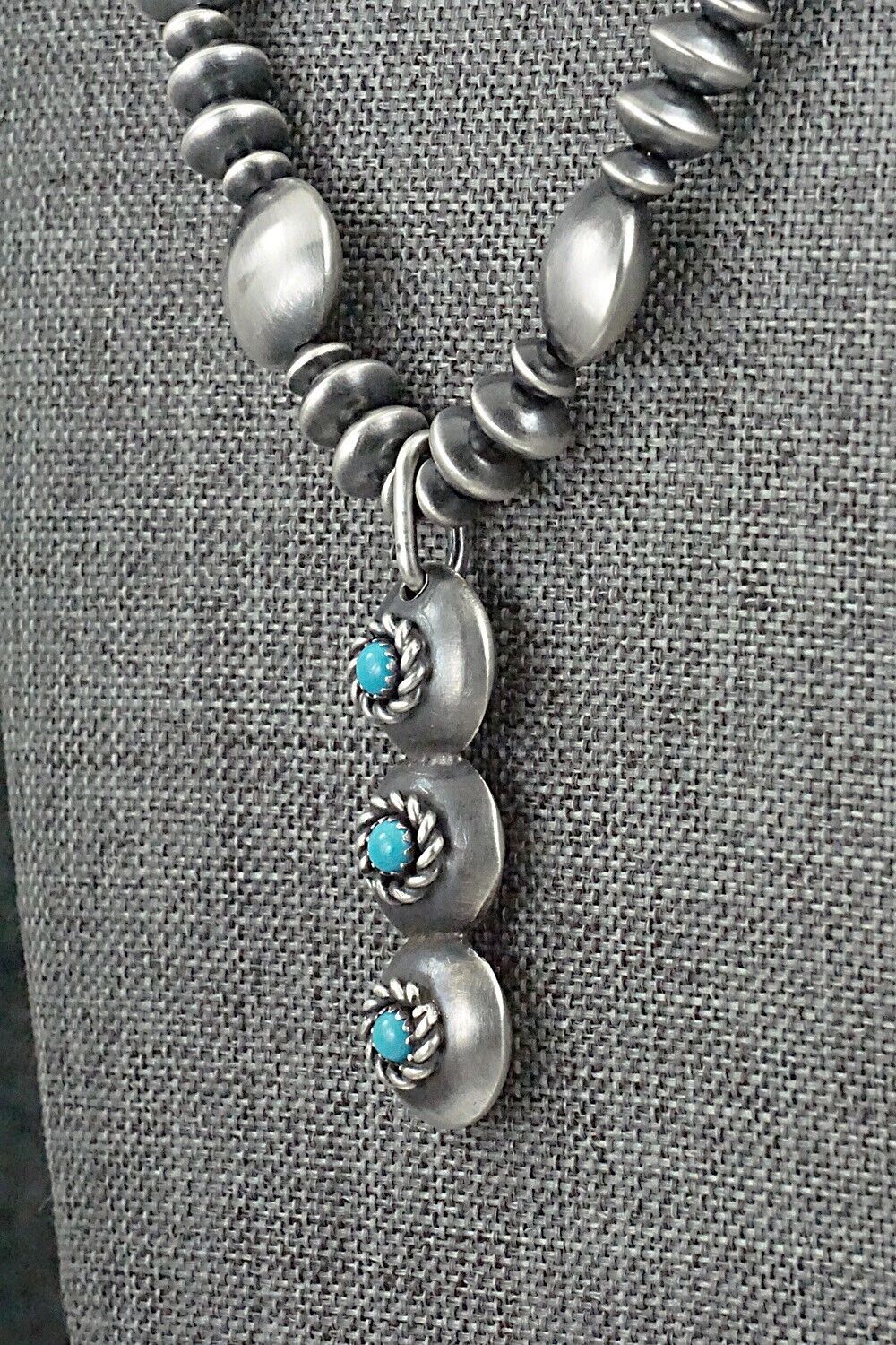 Turquoise & Navajo Pearl Sterling Silver Necklace Set - Preston Haley
