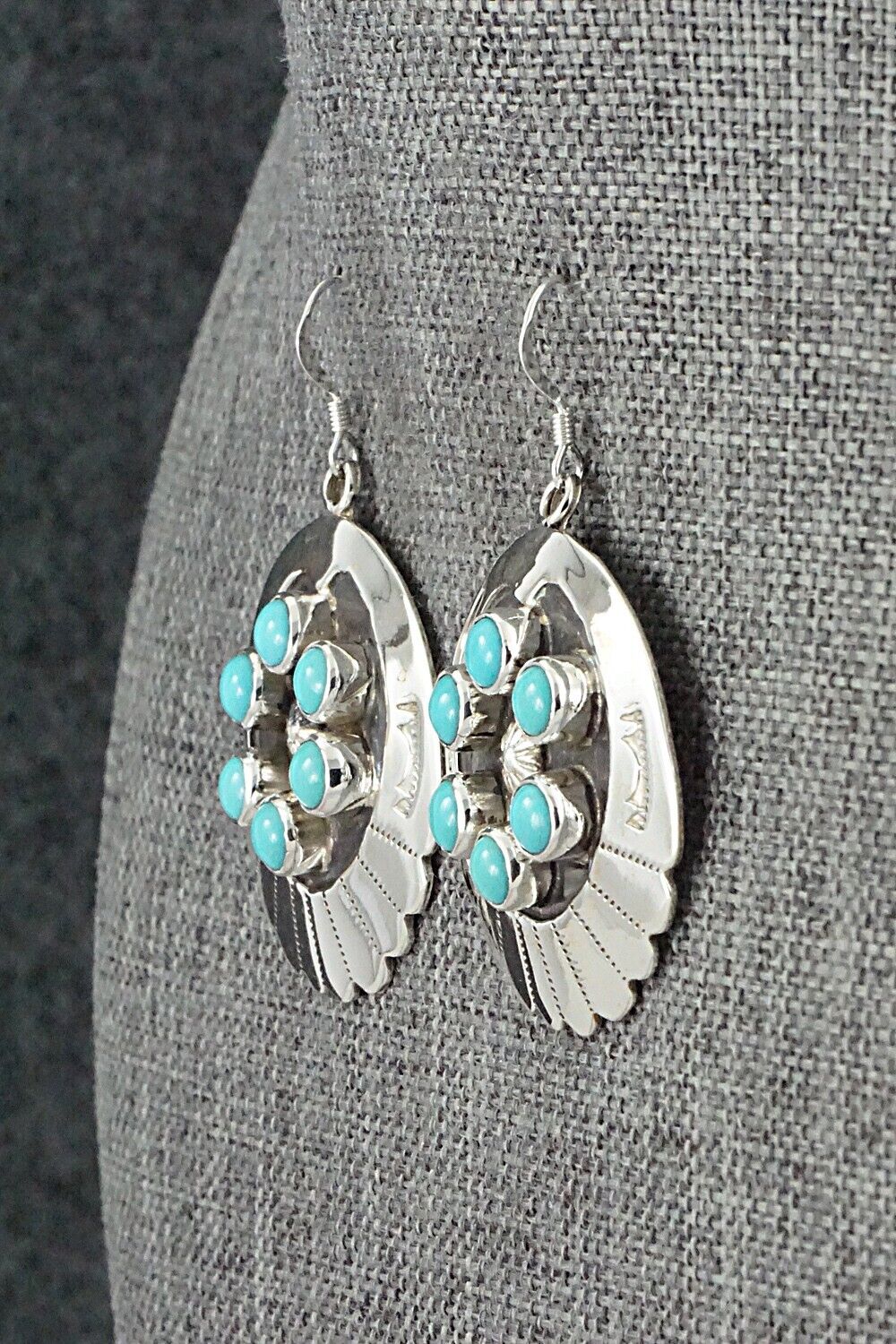 Turquoise & Sterling Silver Earrings - Kenny Lonjose