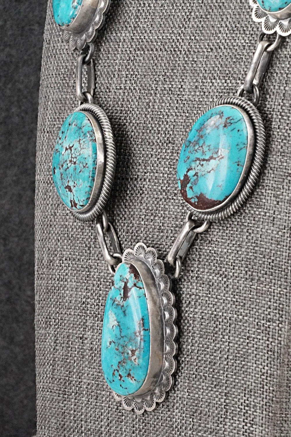 Turquoise & Sterling Silver Necklace and Earrings Set - Mark Yazzie