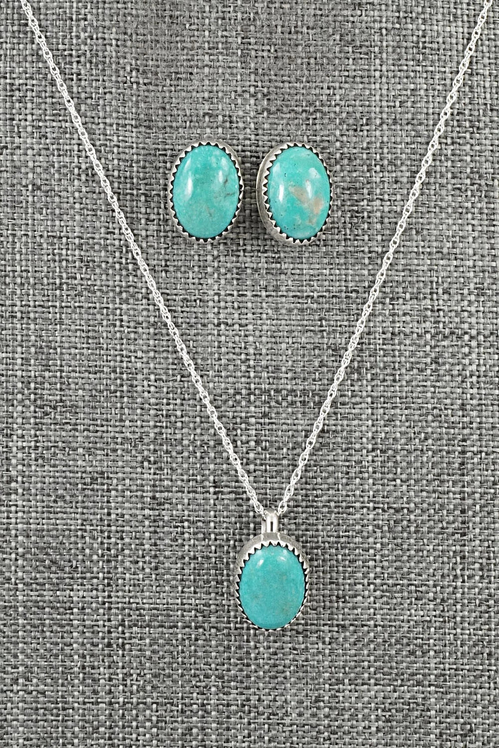 Turquoise & Sterling Silver Necklace Set - Murray Hannaweeka