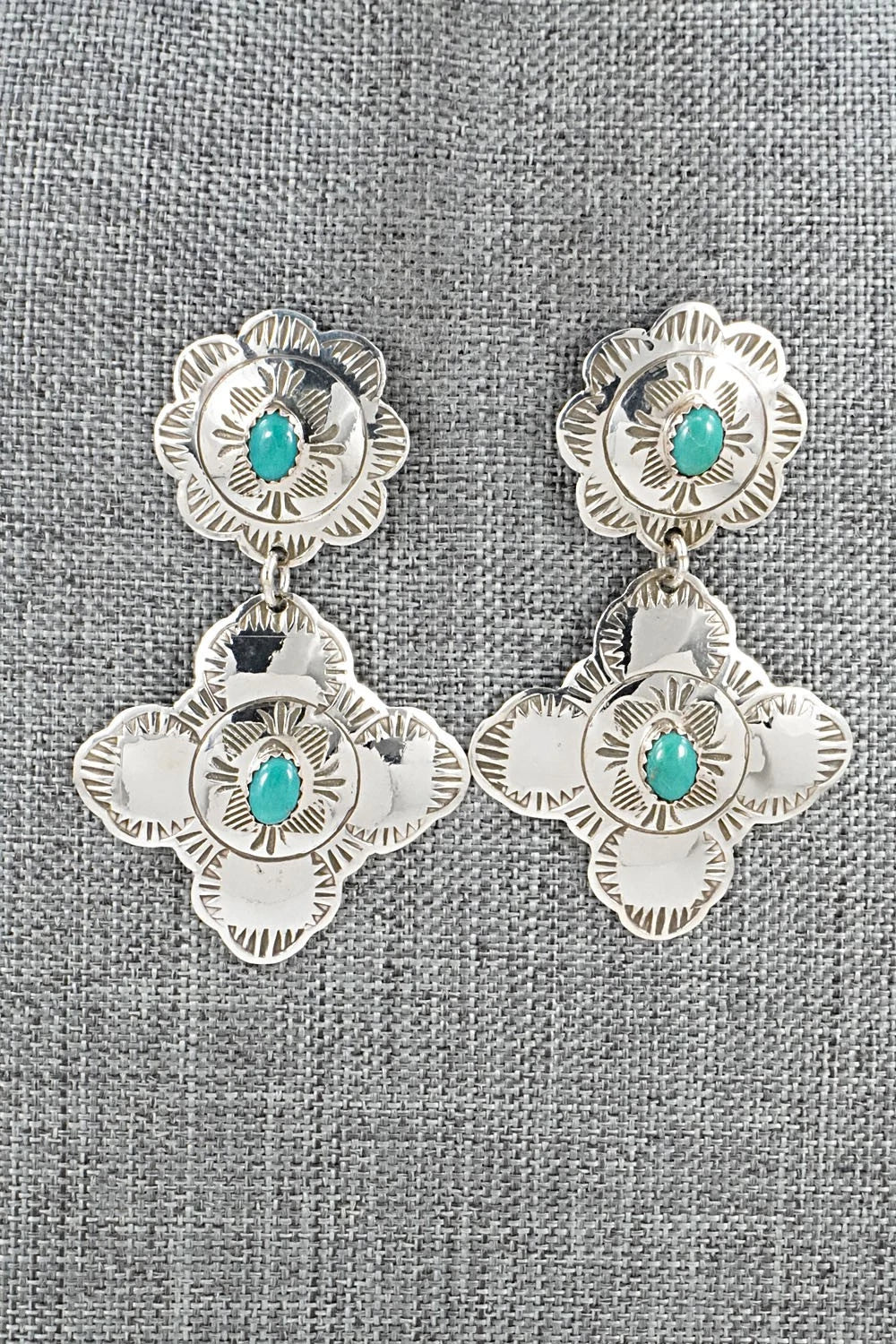 Turquoise & Sterling Silver Earrings - Bertha Begay