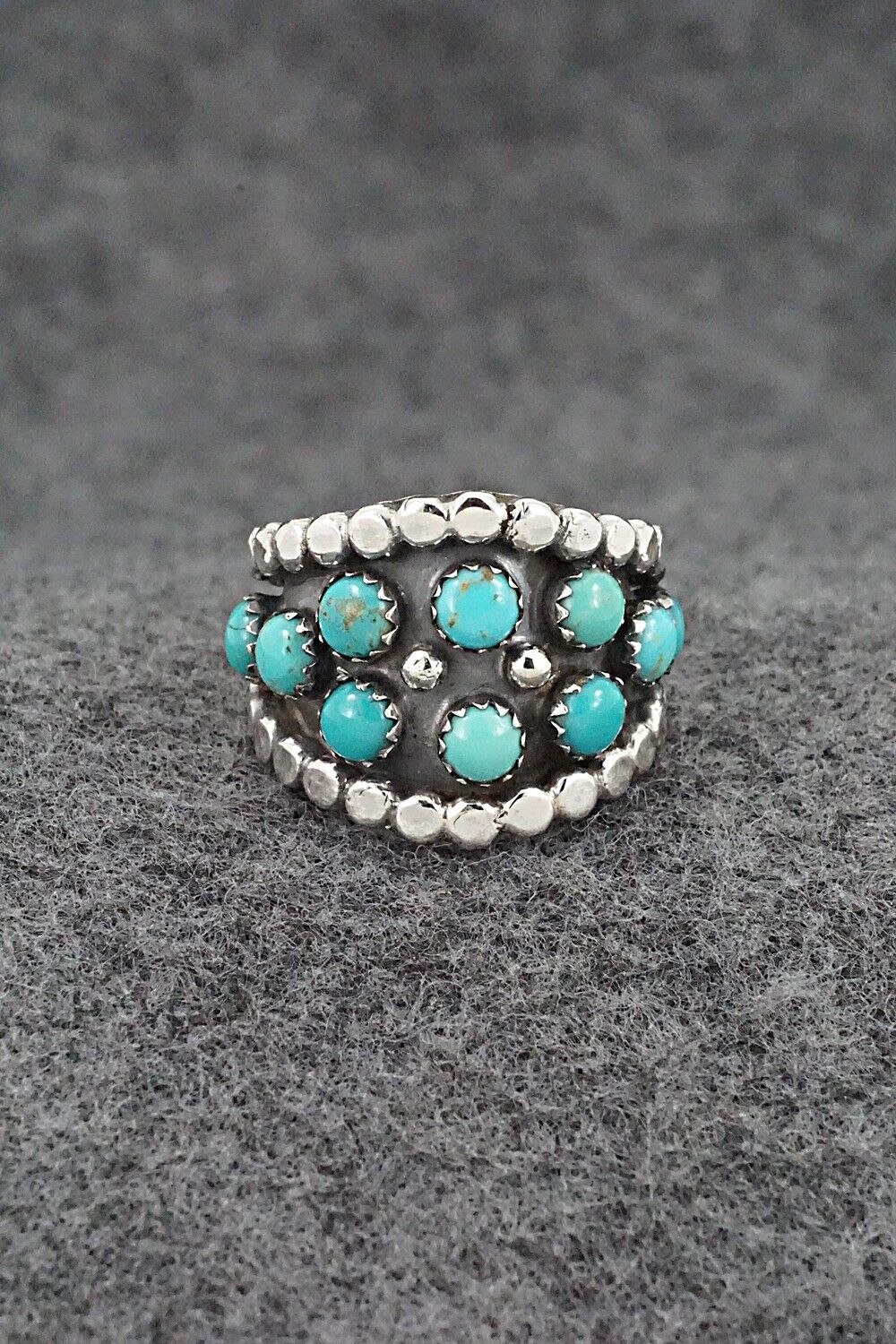 Turquoise & Sterling Silver Ring - Kenny Lonjose - Size 5.5