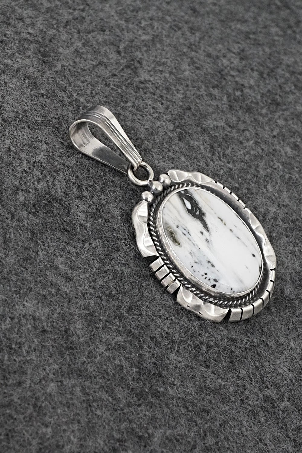 White Buffalo & Sterling Silver Pendant - Samuel Yellowhair